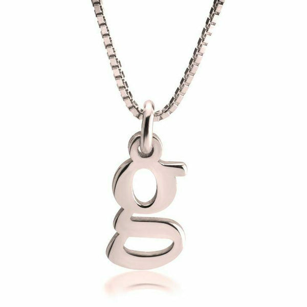 Small Initial Necklace all Letters Lower Case .4" Charm Monogram STERLING ROSE - PalmTreeSky