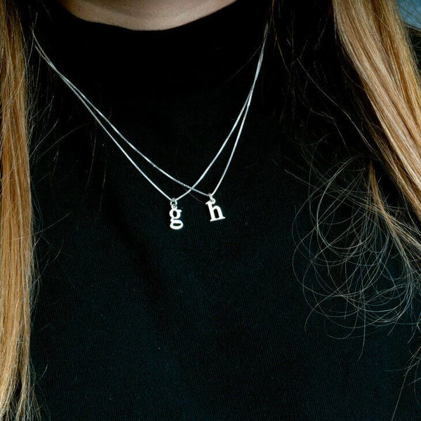 Small Initial Necklace all Letters Lower Case .4" Charm Monogram STERLING ROSE - PalmTreeSky