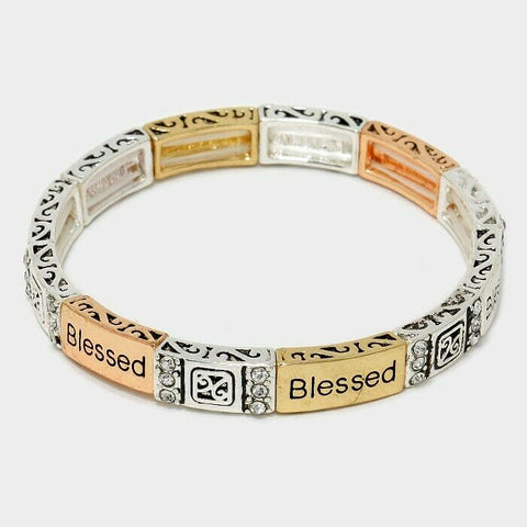 Blessed Bracelet Prayer Psalm Rhinestone Religious Cross Church Jewelry MULTI - PalmTreeSky