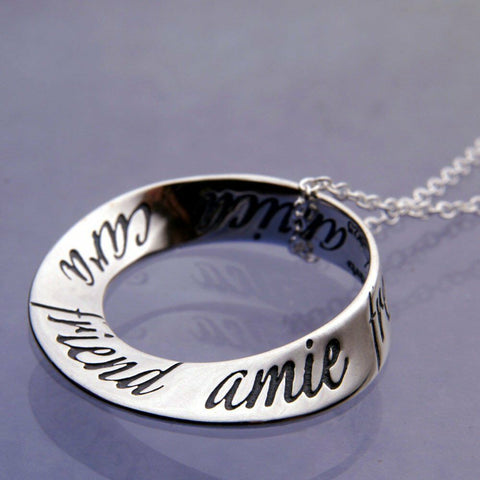 Friend Necklace Engraved Friendship Languages Gift Love Sister STERLING SILVER - PalmTreeSky