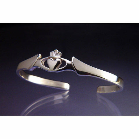 Claddagh Cuff Bracelet Quatrefoil Bangle STERLING SILVER Irish Love Shamrock - PalmTreeSky