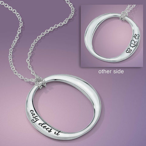 Easy Does It Necklace Engraved Inspiration 2Sided Butterfly STERLING SILVER Gift - PalmTreeSky
