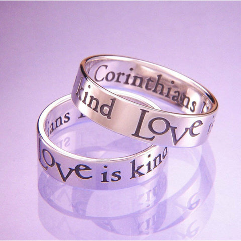 Corinthians Ring Love Is Patient Kind CORINTHIANS Sz5-12 Sterling Silver Gift - PalmTreeSky