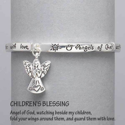 Angel Charm Stretch Bracelet SILVER Children Blessing Inspirational Jewelry - PalmTreeSky