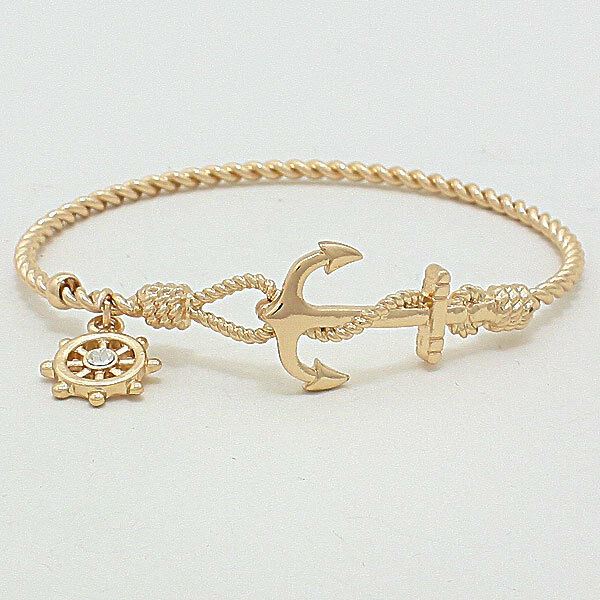 Anchor Bracelet 7COLORS Twisted Metal Bangle Hook Nautical Coastal SILVER GOLD - PalmTreeSky