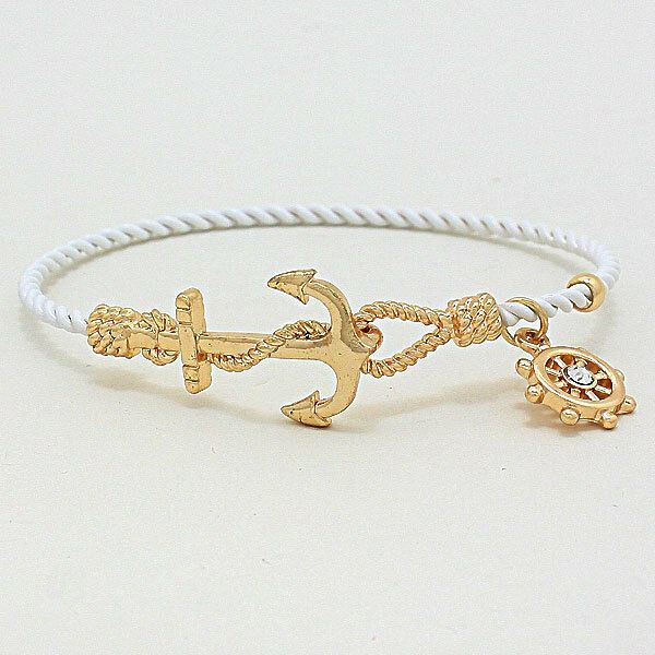 Anchor Bracelet 7COLORS Twisted Metal Bangle Hook Nautical Coastal SILVER GOLD - PalmTreeSky