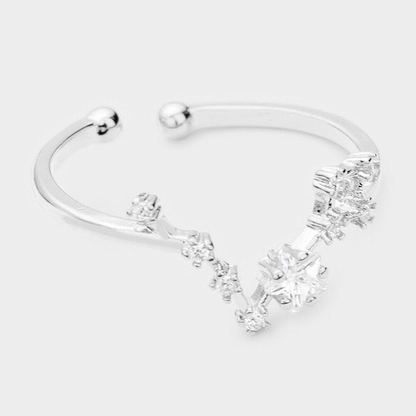 Secret Box Ring Zodiac Sign PISCES CZ Cuff Celestial Horoscope WHITE DIPPED - PalmTreeSky