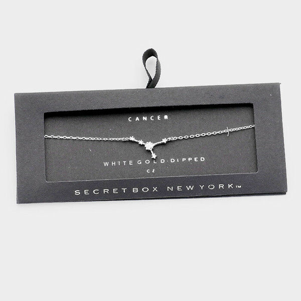 Secret Box Zodiac Bracelet CANCER Sign Month Birth Celestial WHITE GOLD DIPPED - PalmTreeSky