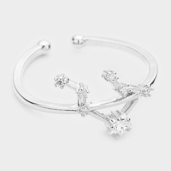 Secret Box Ring Zodiac Sign LIBRA CZ Cuff Celestial Horoscope WHITE DIPPED - PalmTreeSky