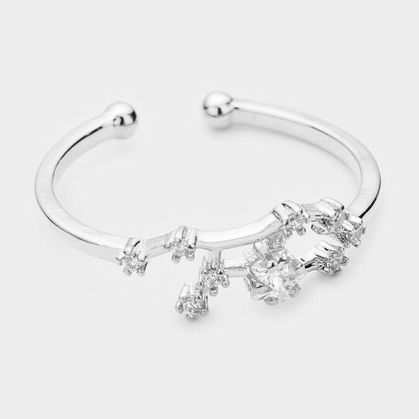 Secret Box Ring Zodiac Sign VIRGO CZ Cuff Celestial Horoscope WHITE DIPPED - PalmTreeSky