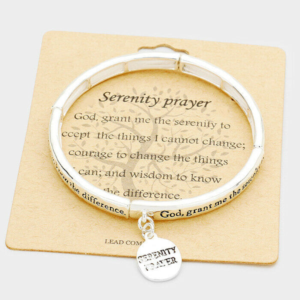 Serenity Prayer Bracelet Faith God Grant Me The Serenity Religious Pray SILVER - PalmTreeSky