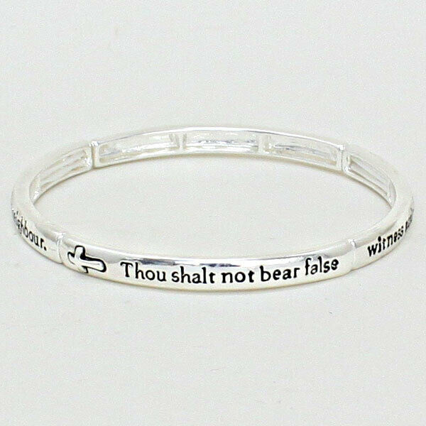 Religious Bracelet Thou Shalt Not Bear False Witness Prayer Faith Stretch Cross - PalmTreeSky