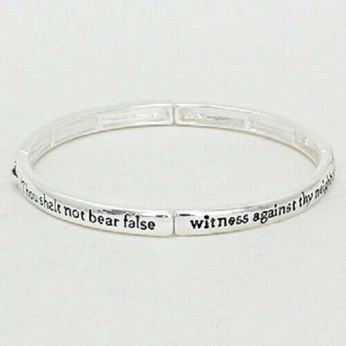 Religious Bracelet Thou Shalt Not Bear False Witness Prayer Faith Stretch Cross - PalmTreeSky