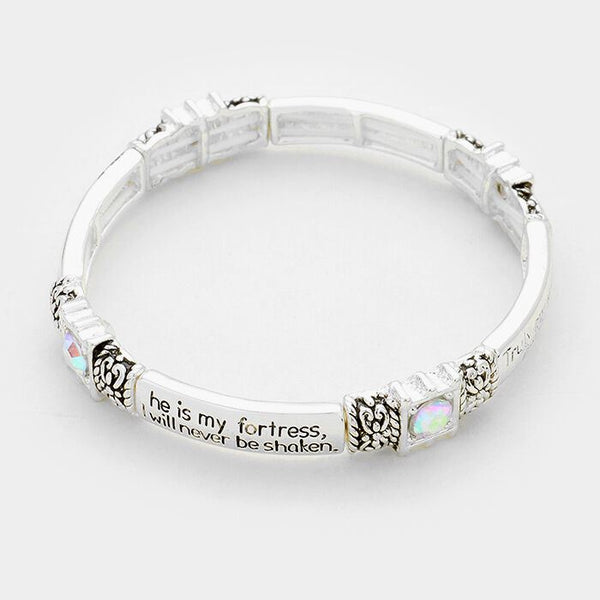 Psalm 62:12 Bracelet Stretch Bangle Crystals Salvation SLVR CL Religious Jewelry - PalmTreeSky