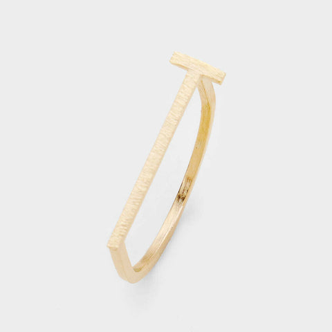 Monogram Initial Ring Block Letter T Metal SIZE 7 Thin Font .02"H GOLD Jewelry - PalmTreeSky