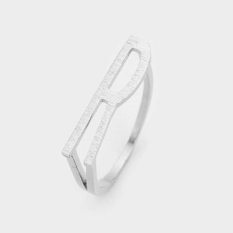 Monogram Initial Ring Block Letter R Metal SIZE 7 Thin Font .02"H SILVER Jewelry - PalmTreeSky