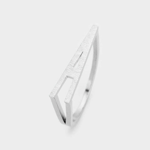 Monogram Initial Ring Block Letter A Metal SIZE 7 Thin Font .02"H SILVER Jewelry - PalmTreeSky