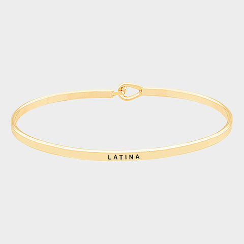 Message Bracelet Latina Spanish Latin Thin Metal GOLD Inspirational Personal - PalmTreeSky
