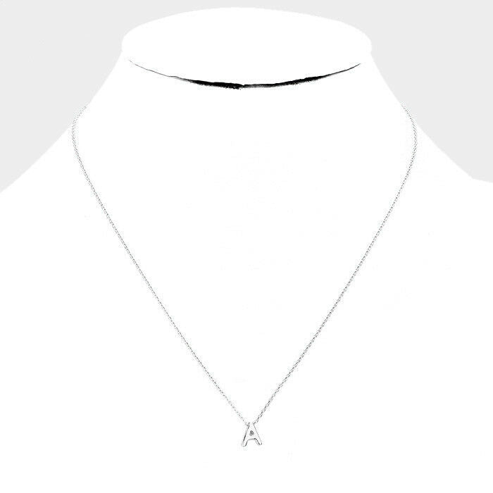 Initial Necklace Tiny .3" Monogram Letter A Plain Simple Small Charm WHITEDIPPED - PalmTreeSky