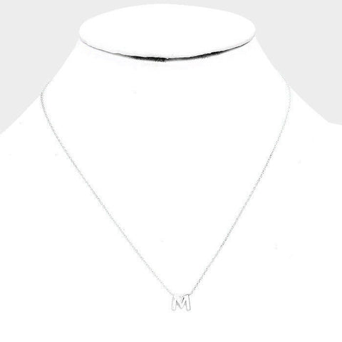 Initial Necklace Tiny .3" Monogram Letter M Plain Simple Small Charm WHITEDIPPED - PalmTreeSky