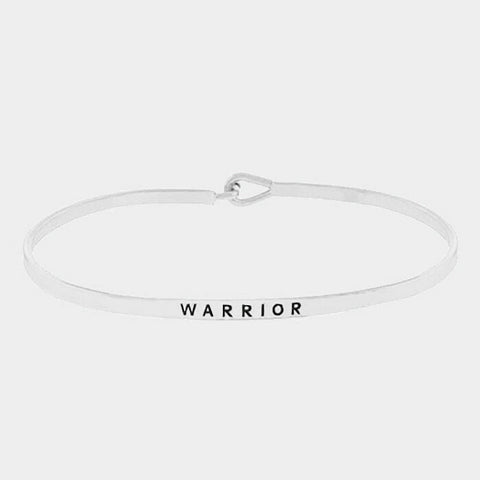 Warrior Bracelet Thin Metal Bangle SILVER Inspiration Message Jewelry BraveArrow - PalmTreeSky