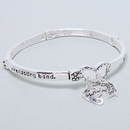 Mother Daughter Charm Bracelet SILVER Everlasting Inspirational Message Jewelry - PalmTreeSky