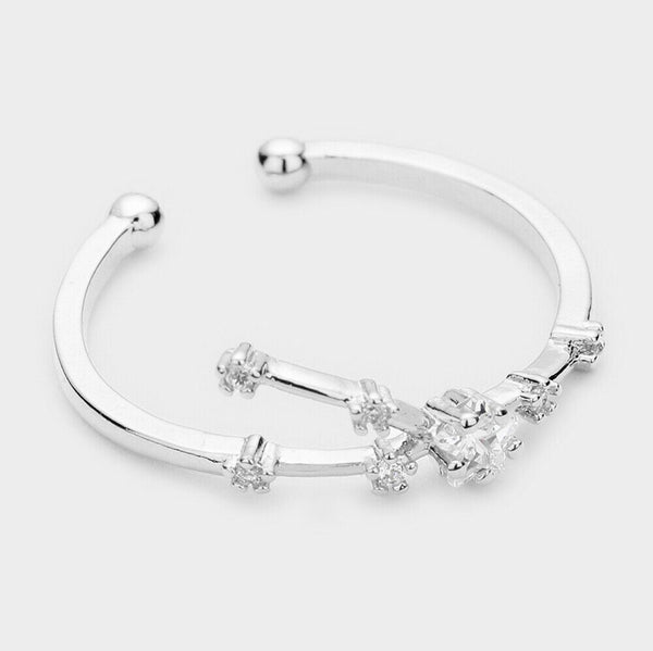 Secret Box Ring Zodiac Sign TAURUS CZ Cuff Celestial Horoscope WHITE DIPPED - PalmTreeSky
