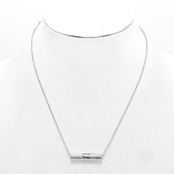 Love If Only True Love Necklace Bar Message Rectangle SILVER Valentines Gift - PalmTreeSky