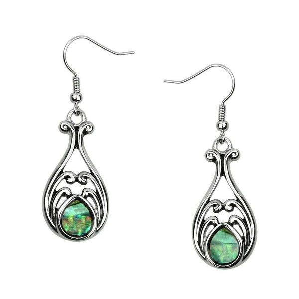 Abalone Shell Earrings Teardrop Metal SILVER Drop Sea Life Beach Jewelry Style44 - PalmTreeSky