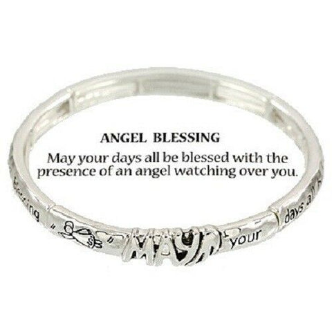 Angel Blessing Bracelet May Your days Cross Prayer Pray Angel Amen Heart SILVER - PalmTreeSky