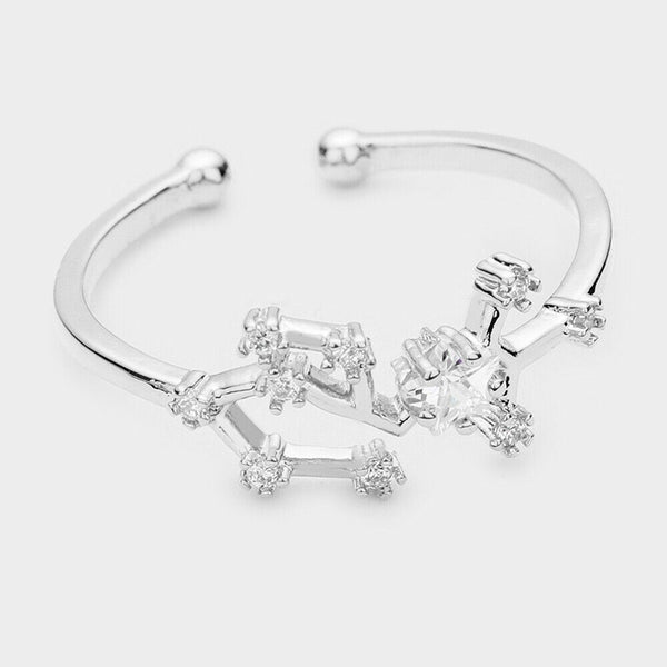 Secret Box Ring Zodiac Sign SAGITTARIUS CZ Cuff Celestial Horoscope WHITE DIPPED - PalmTreeSky
