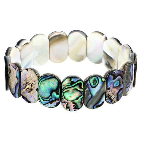 Abalone Shell Bracelet Stretch Oval Shape Sealife Beach Starfish Surfer Jewelry - PalmTreeSky