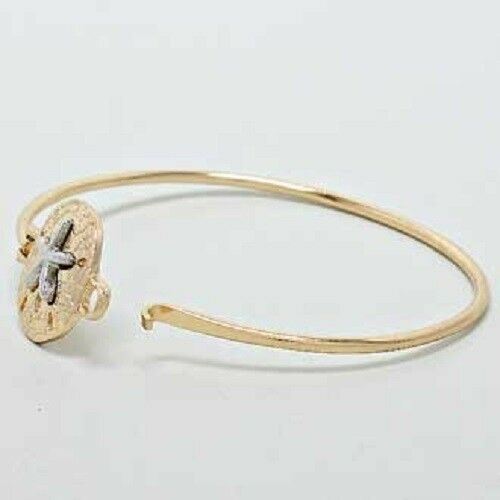 Sand Dollar Bangle Bracelet GOLD Clasp Sealife Beach Starfish Ocean Surf Jewelry - PalmTreeSky