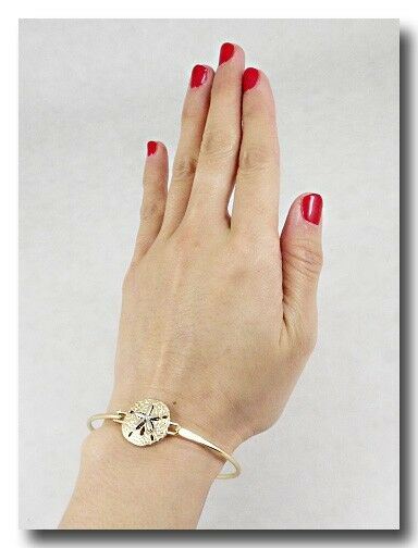 Sand Dollar Bangle Bracelet GOLD Clasp Sealife Beach Starfish Ocean Surf Jewelry - PalmTreeSky