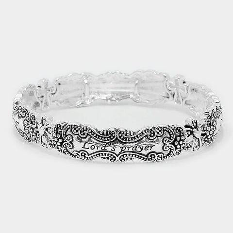 Lords Prayer Bracelet Silver Spoon Jewelry Bangle Pray SILVER Inspire Religious - PalmTreeSky