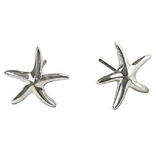 Starfish Earrings Small Plain Metal 1cm Studs Post Sea Life Beach Jewelry SILVER - PalmTreeSky