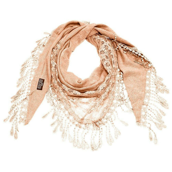 Spring Scarf Summer Lightweight Lace Solid Tassel Fringe Wrap Around Shawl PEACH - PalmTreeSky