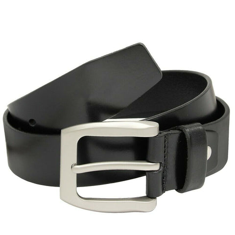Men's Belt Full Grain Mens Men Buckle Dress 1.5" Wide Adjustable Buckle BLACK - PalmTreeSky