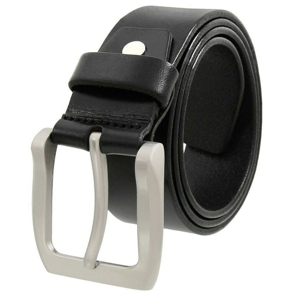 Men's Belt Full Grain Mens Men Buckle Dress 1.5" Wide Adjustable Buckle BLACK - PalmTreeSky