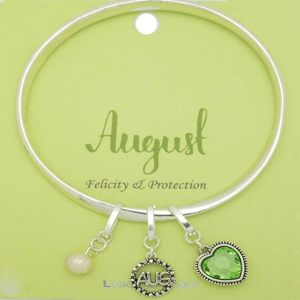 Birthstone Bracelet August Birthday Gift Inspirational Message Bangle Protect - PalmTreeSky
