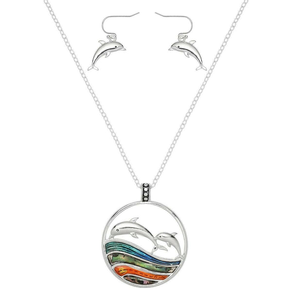 Dolphin Necklace Pendant Charm Snake Chain Starfish Mult Enamel SILVER Jewelry - PalmTreeSky