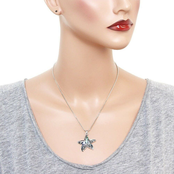 Starfish Necklace Pendant Charm Snake Chain SeaLife ABALONE SHELL SILVER Jewelry - PalmTreeSky