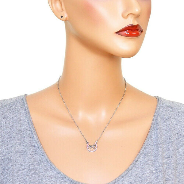 Horseshoe Necklace Pearl Rhinestone Country Farm Ride Horse Jewelry SILVER PINK - PalmTreeSky