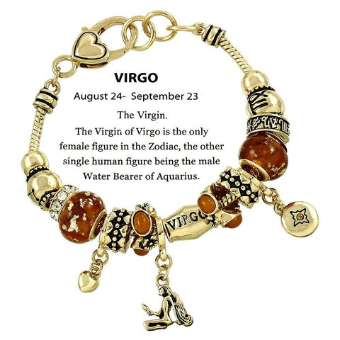 Horoscope Birthstone Bracelet Birthday Gift Virgo GOLD August September Sign - PalmTreeSky