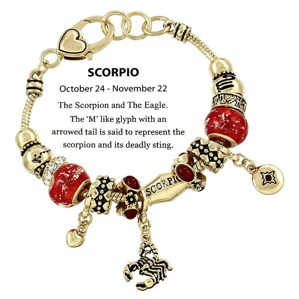 Horoscope Birthstone Bracelet Birthday Gift Scorpio GOLD October November Sign - PalmTreeSky