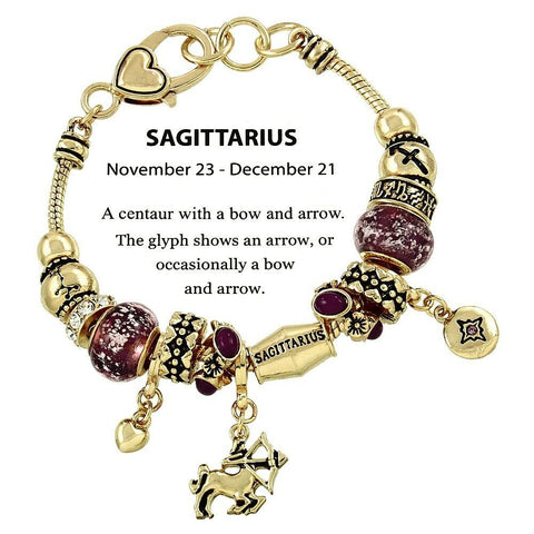 Horoscope Birthstone Bracelet Birthday Gift Sagittarus GOLD November December - PalmTreeSky