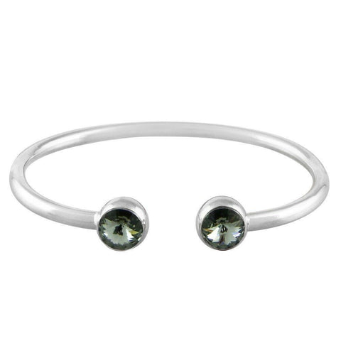 Crystal Tip Bracelet Wire Band Cuff Bangle Pave Rhinestone Evening Silver Silver - PalmTreeSky