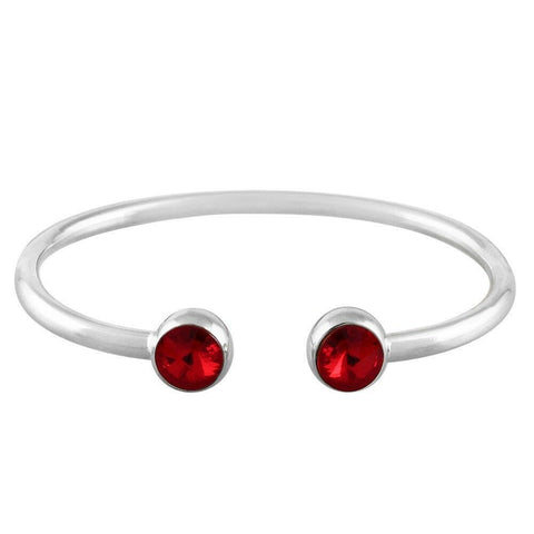 Crystal Tip Bracelet Wire Band Cuff Bangle Pave Rhinestone Evening Silver Red - PalmTreeSky