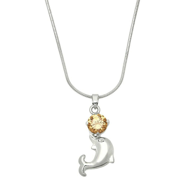 Dolphin Necklace Nose Crystal Stone Topaz Beach Sea Life Gift Jewelry Party - PalmTreeSky