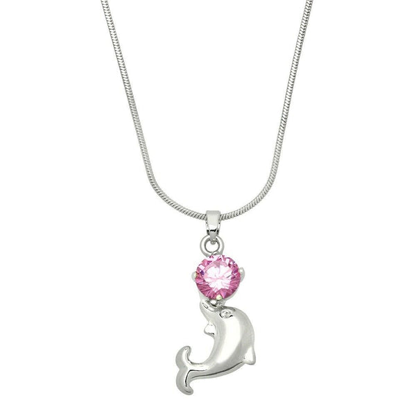 Dolphin Necklace Nose Crystal Stone Pink Beach Sea Life Gift Jewelry Party - PalmTreeSky